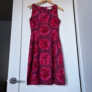 Silk & Cotton Floral Dress Red Pink Elegant Feminine Summer Quiet Luxury Y2K